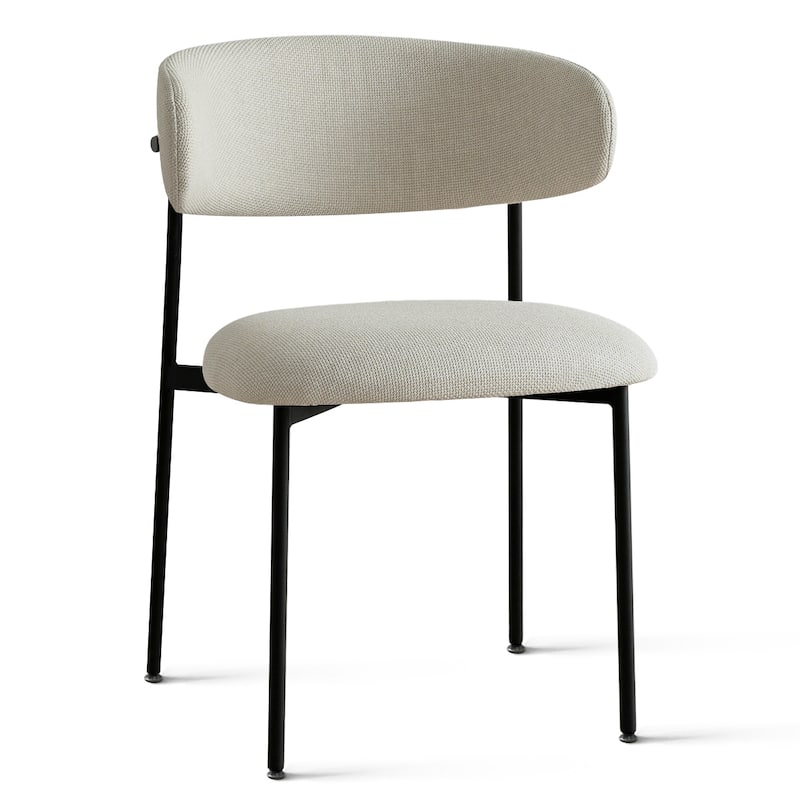 Modern Upholstered Dining Chairs with Curved Open Back and Black Metal Legs (Set of 6)