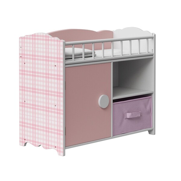 Olivia's Little World Wooden Baby Doll Crib & Cabinet - Pink - Bed