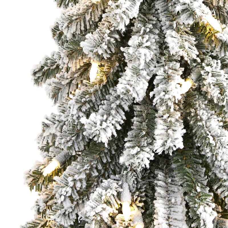 2ft Artificial Christmas Tree with Lights - Slim Alpine Holiday Decor, Indoor Xmas Tree - Green - 24