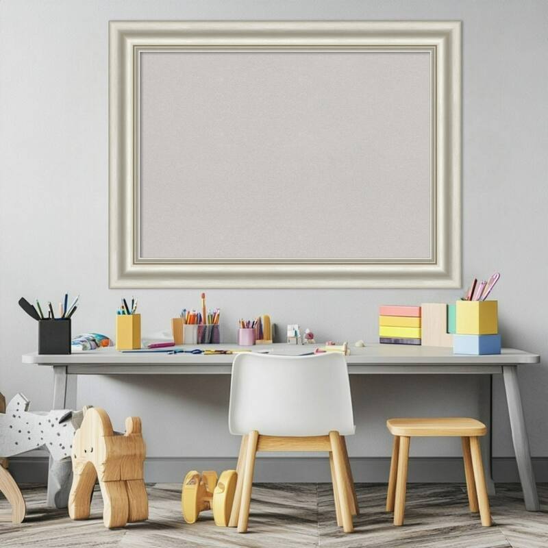 Sophia Silver Framed Cork Board - Bulletin Board, Organization Board, Pin Board