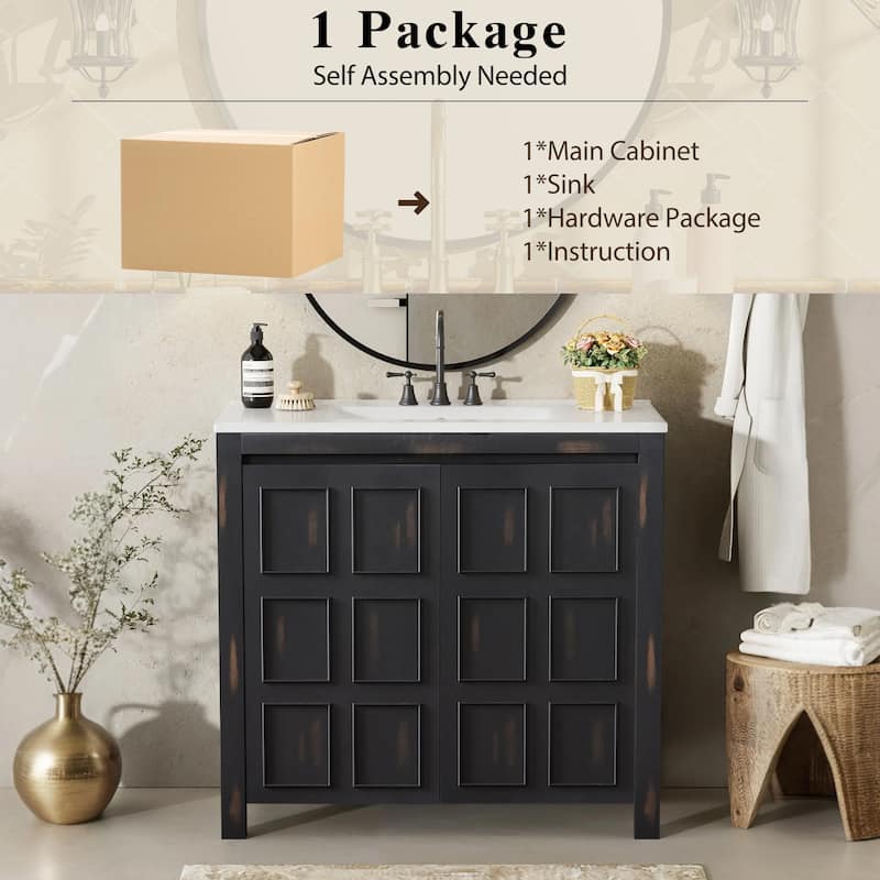 36 "Ceramic Sink Bathroom Vanity Set with Storage Cabinet Organizer‌.