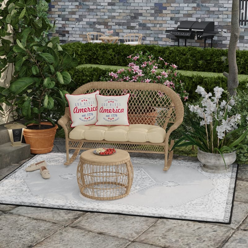18" x 18" Americana Outdoor Throw Pillow with Welt - Set of 2 - 18'' L x 18'' W x 5'' H - God Bless America