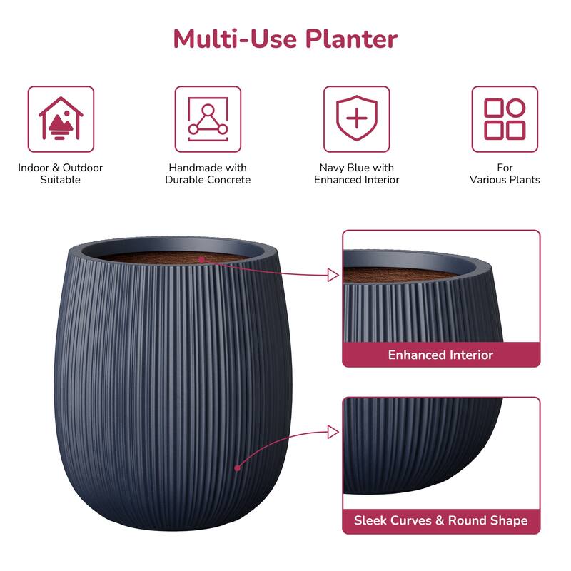 Concrete Tall Round Modern Design Planter with Drainage Hole