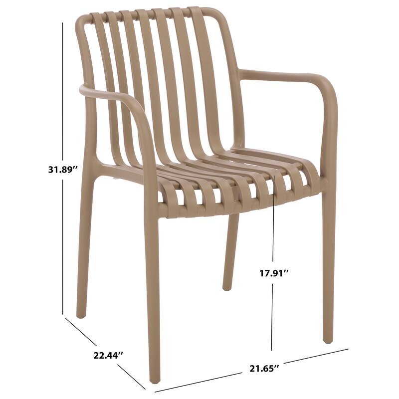SAFAVIEH Outdoor Living Holly Stacking Dining Armchair (Set of 2) - 22"W x 22"D x 32"H