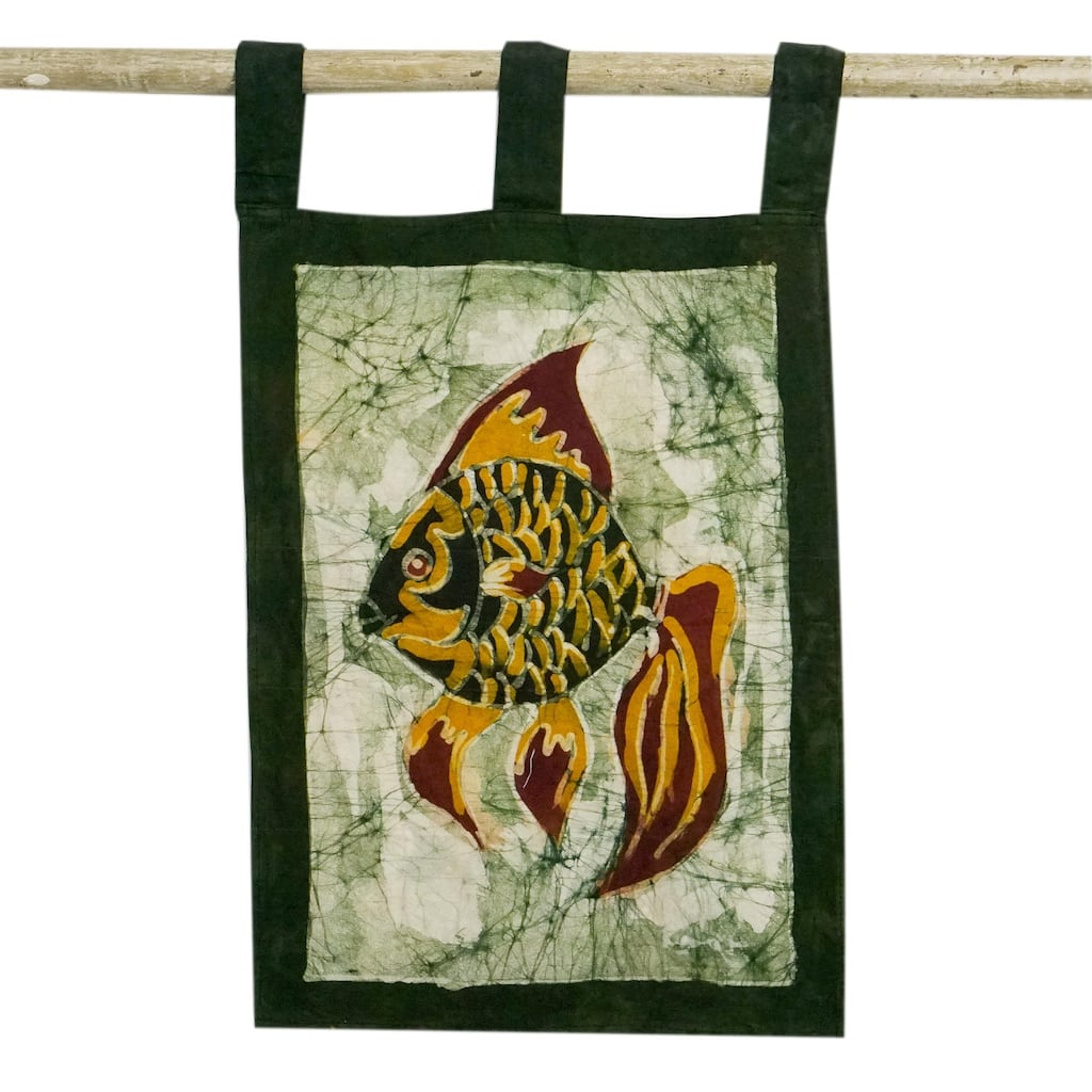 Novica Handmade Go Fish Cotton Batik Wall Hanging