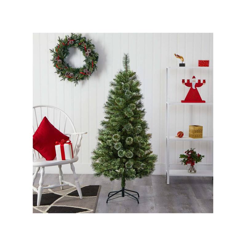 5ft. Slim Snow Tip Pine Artificial Christmas Tree with 298 Branches - Compact Seasonal Holiday X-Mas Tree