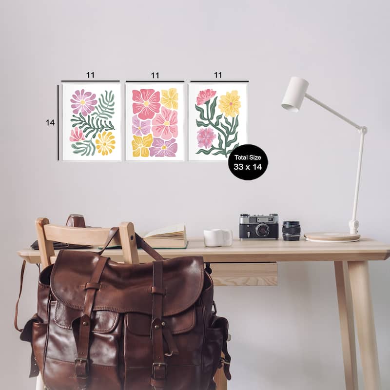 Stupell Minimal Spring Hue Flowers Wall Plaque Art Design By Kim Allen (Set of 3)