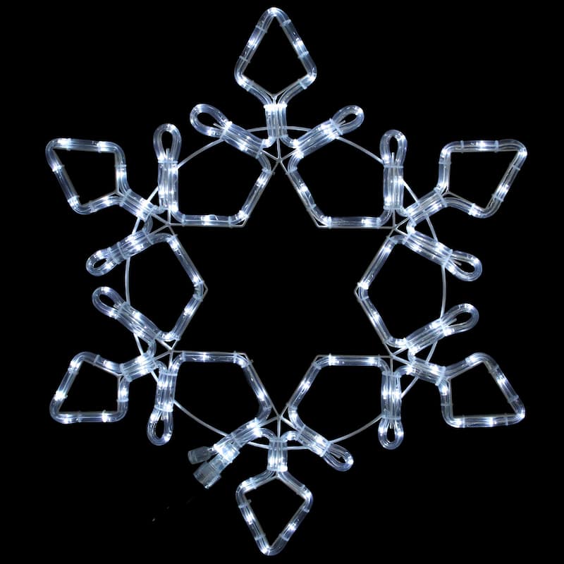 LED Rope Light Snowflake Commercial Christmas Decoration - 3' - Pure White Lights