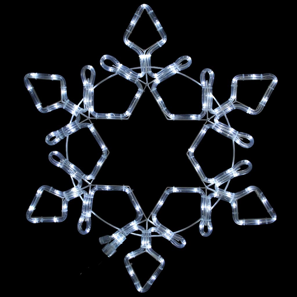 LED Rope Light Snowflake Commercial Christmas Decoration - 3' - Pure White Lights
