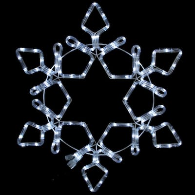 LED Rope Light Snowflake Commercial Christmas Decoration - White - 3'