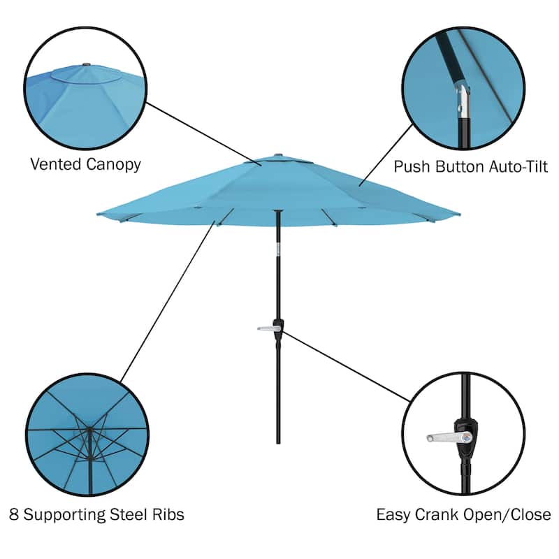 Pure Garden 10-foot Blue Aluminum Patio Umbrella with Auto Tilt