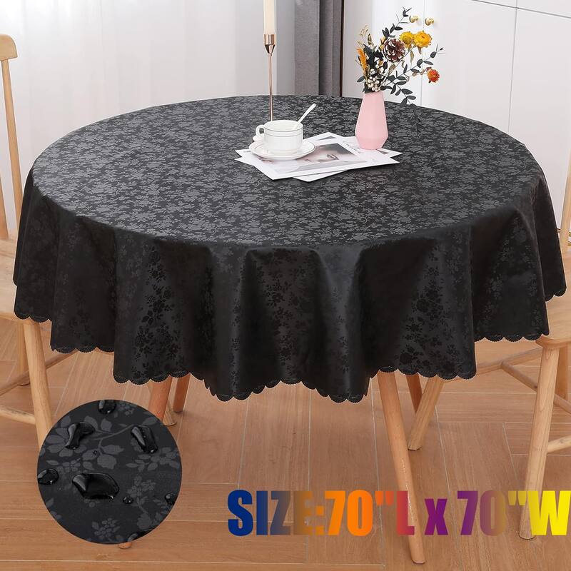 Round Table Cloth,Waterproof Heavy Duty Vinyl Tablecloths,70"L x 70"W