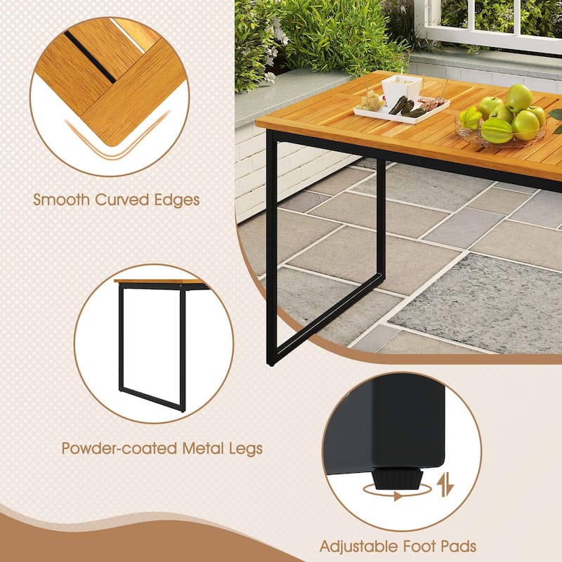 Costway Acacia Wood Dining Table for 6 People 55" Rectangle Patio - See Details