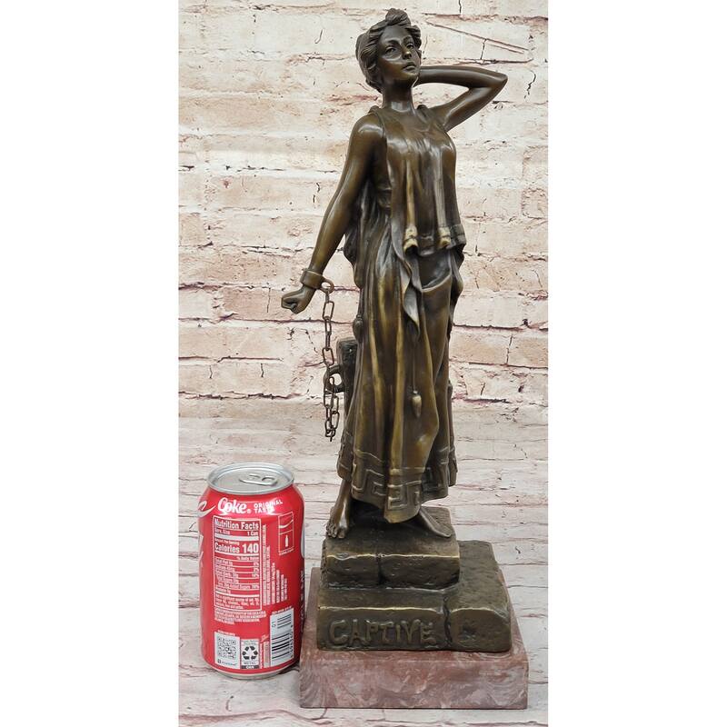 Captive Woman Awaits Her Savior - Bronze Sculpture Statue By Villanis On Marble Base