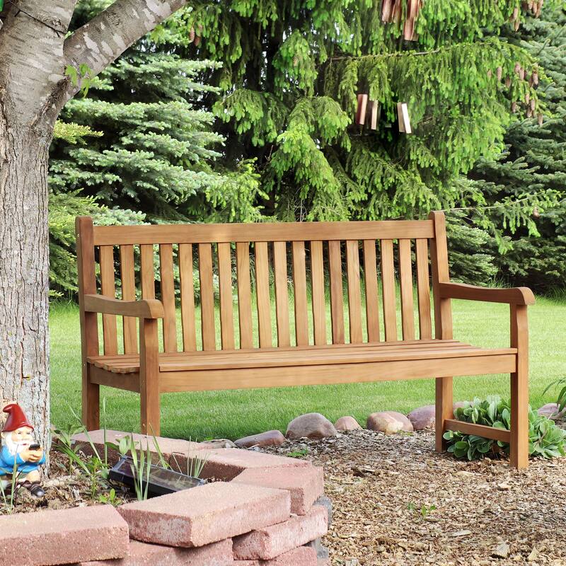 Sunnydaze 2-Person Teak Patio Bench for Outside