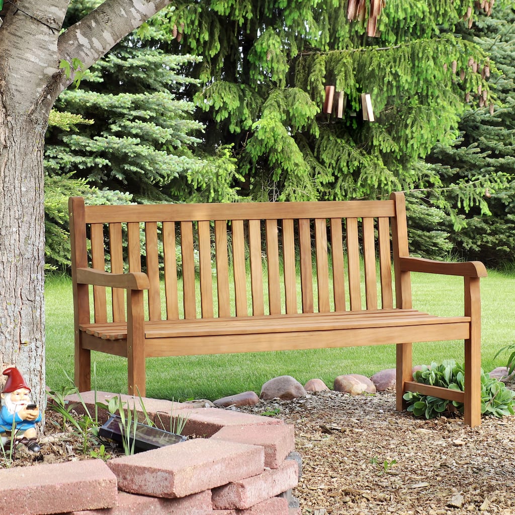 Sunnydaze 2-Person Teak Patio Bench for Outside