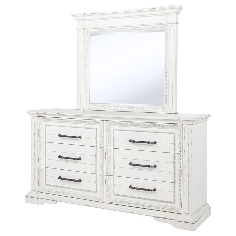 McKinney 6-drawer Bedroom Dresser with Mirror Vintage White