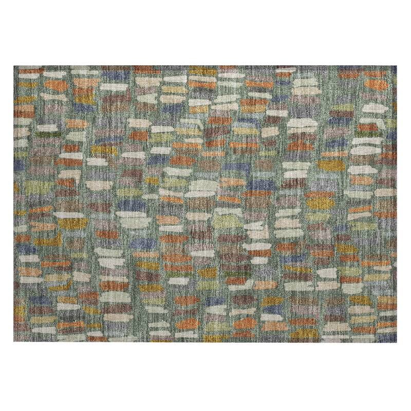 Machine Washable Indoor/ Outdoor Modern Mosaic Chantille Rug