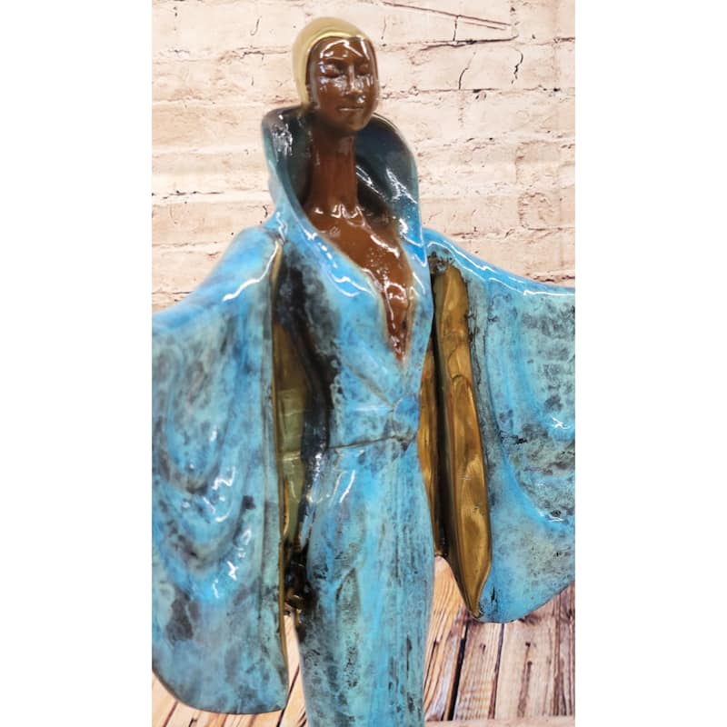 Julius Erte Art Deco Bronze Fashion Model Showgirl Sculpture Statue Glazed Patina 19 Inches X 15 Inches