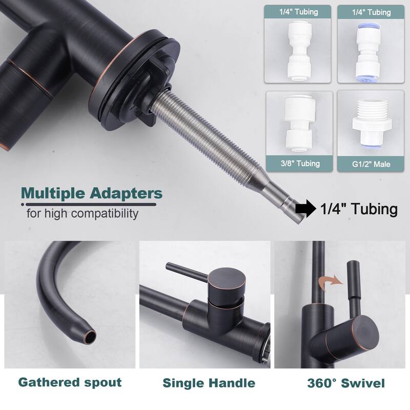 WOWOW Three Function Pull Down Kitchen Faucet with Drinking Water Faucet