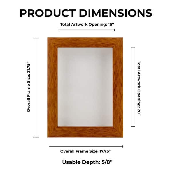 dimension image slide 10 of 28, Warm Honey Brown Wood Shadow Box Frame with Acrylic Front - White Suede Backing, 30 Sizes