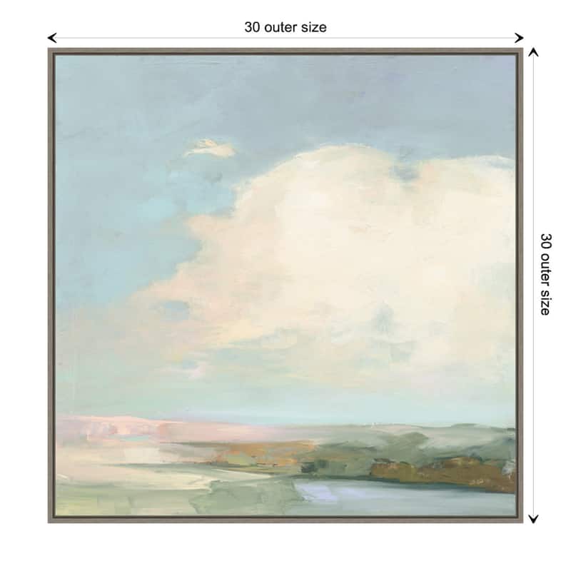 Colorful Horizon II Blue by Julia Purinton Framed Canvas Wall Art Print - Sylvie Greywash - 30 x 30 in