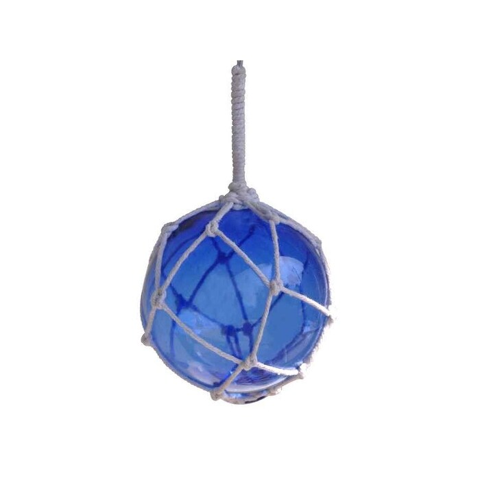 Buy Light Blue Japanese Glass Ball Fishing Float With White Netting  Decoration 6in - Beach Decor