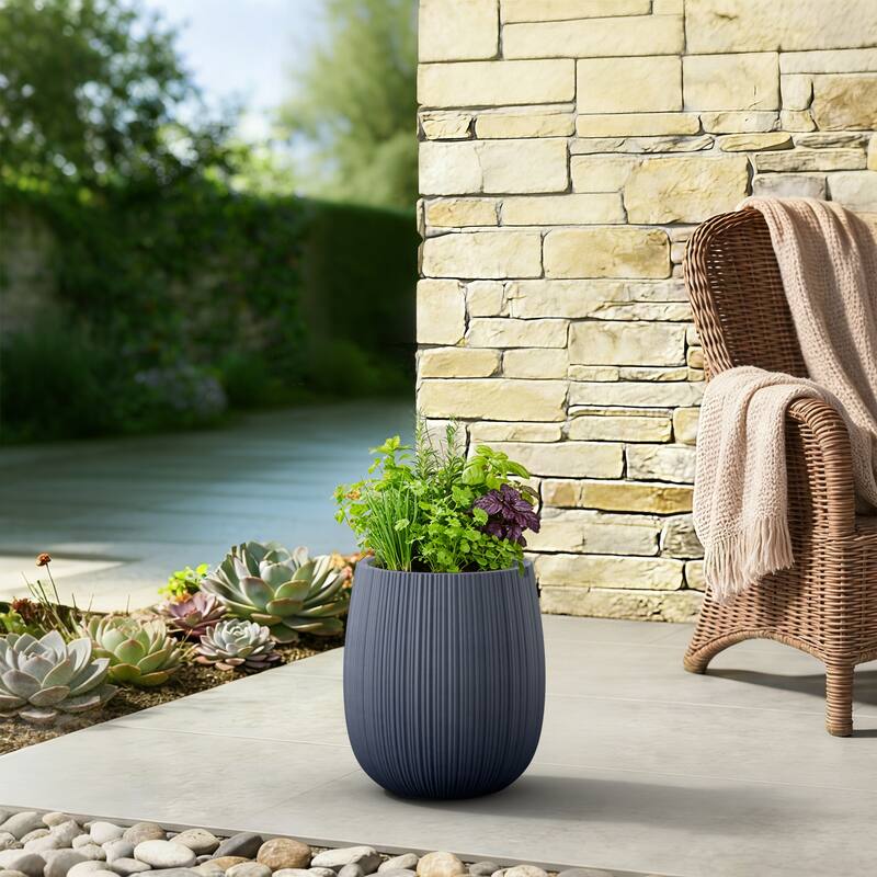 Concrete Tall Round Modern Design Planter with Drainage Hole