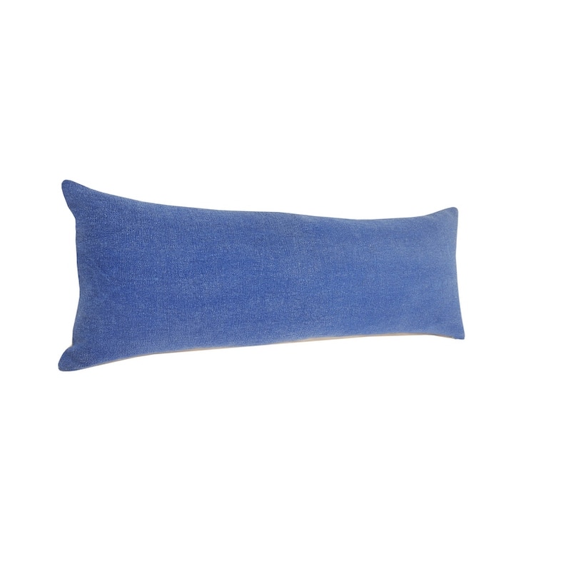 HomeRoots 14" X 36" Classic Blue 100% Cotton Zippered Pillow
