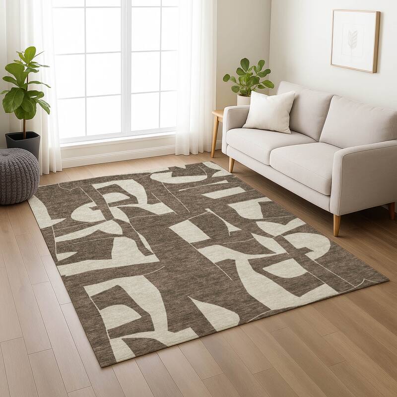 Machine Washable Indoor/ Outdoor Modern Creede Chantille Rug