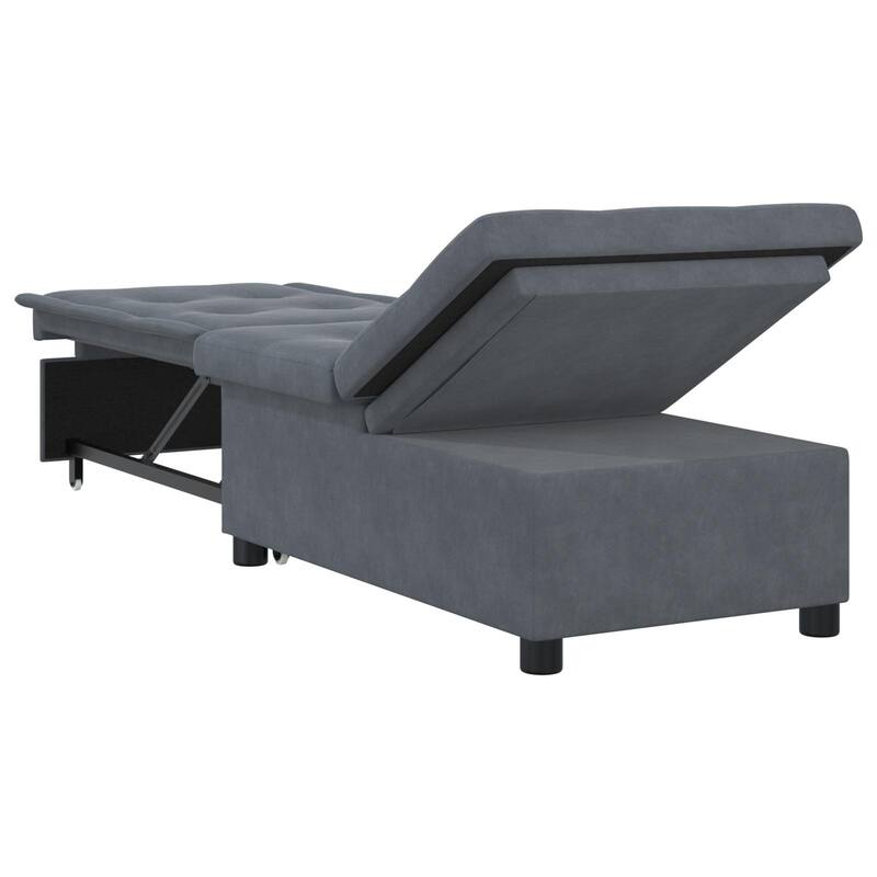 vidaXL Sofa Bed 3-in-1 Pull-Out Design Black/Dark Grey Velvet - 76.4 x 26.4 x 32.3