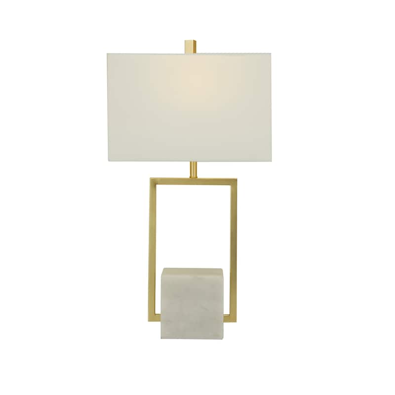 CosmoLiving by Cosmopolitan Gold Marble Geometric Table Lamp with Square Shade - White/Silver or White/Gold