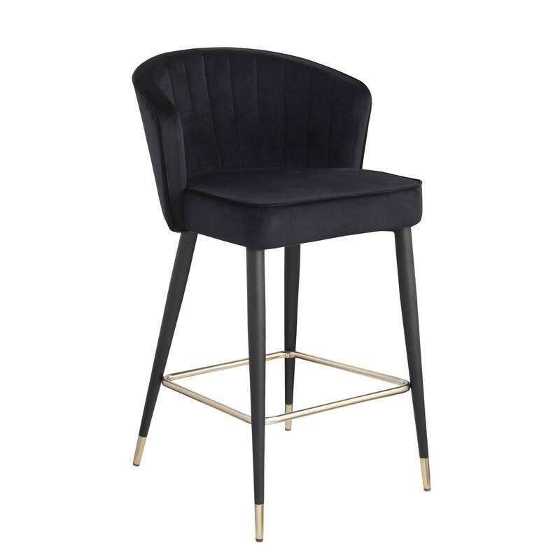 Velvet Upholstered Counter Height Bar Stool, Set of 2