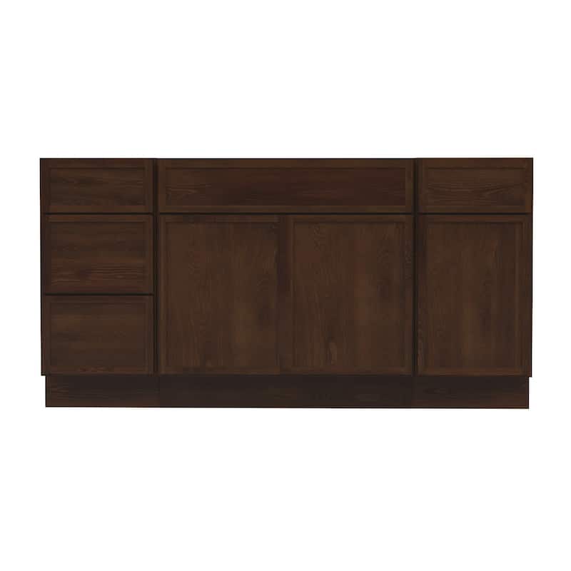 Vanity Art 66" Birch Freestanding Bathroom Vanity Cabinet without Top
