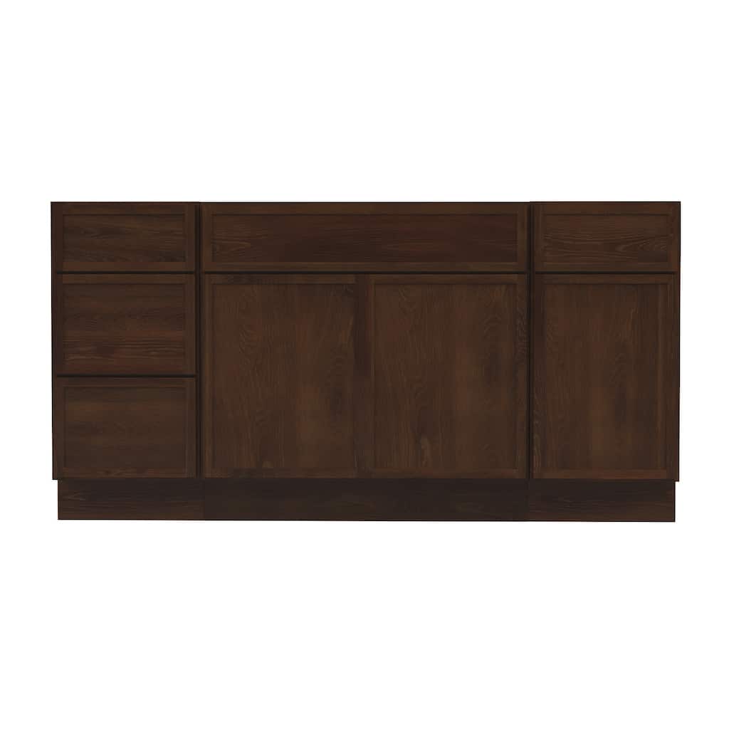 Vanity Art 69" Oak Freestanding Bathroom Vanity Cabinet without Top