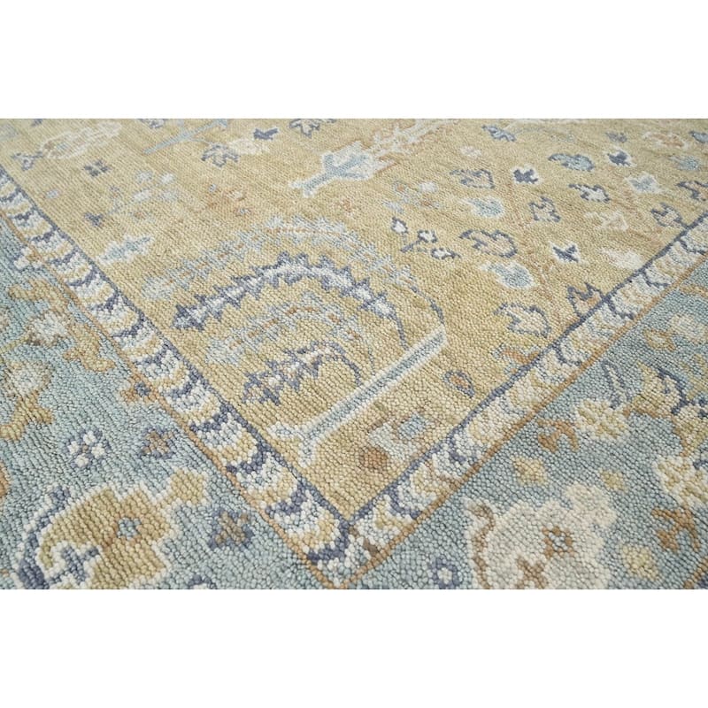 LoomBloom Multi Size Beige Hand Knotted Oushak 100% Wool Area Rug