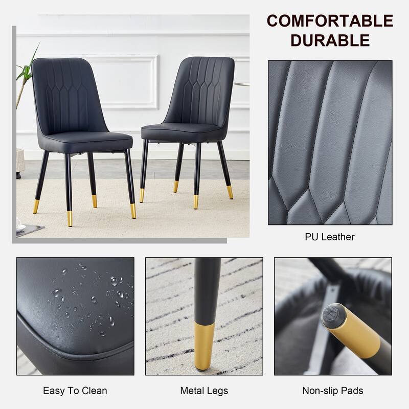 Modern Dining Chair PU Leather Dining Chair with Artificial Leather Upholstered Seat, for Kitchen and Dining Room, 2-Piece Set