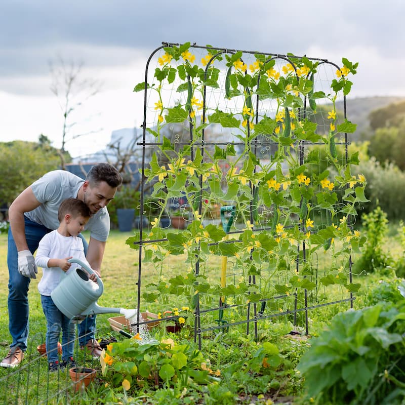 Gymax 71'' x 71'' U-Shaped Garden Trellis w/Tear-resistant Netting