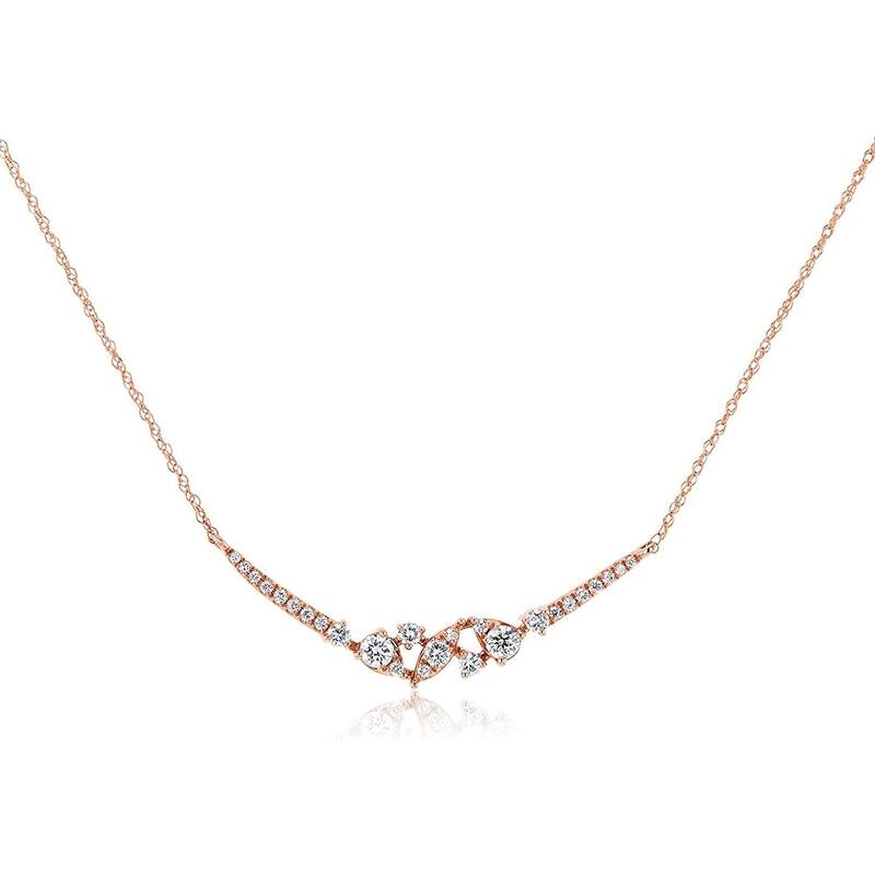 Annello by Kobelli 14K Gold Orion Lab Grown Diamond Boomerang Necklace (GH/I) - Rose