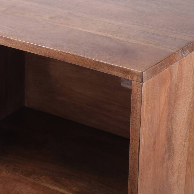 20" Rustic Wood Nightstand with 3 Drawers and Open Storage