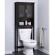 preview thumbnail 1 of 5, Spirich Home Bathroom Shelf Over The Toilet, Bathroom Cabinet Organizer with Moru Tempered Glass Door Espresso