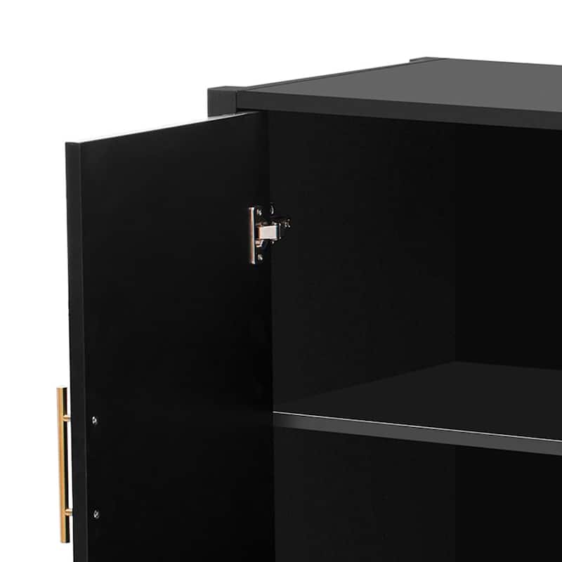Modern Stylish Wooden Storage Cabinet with Wave-Patterned Design Cabinet Doors
