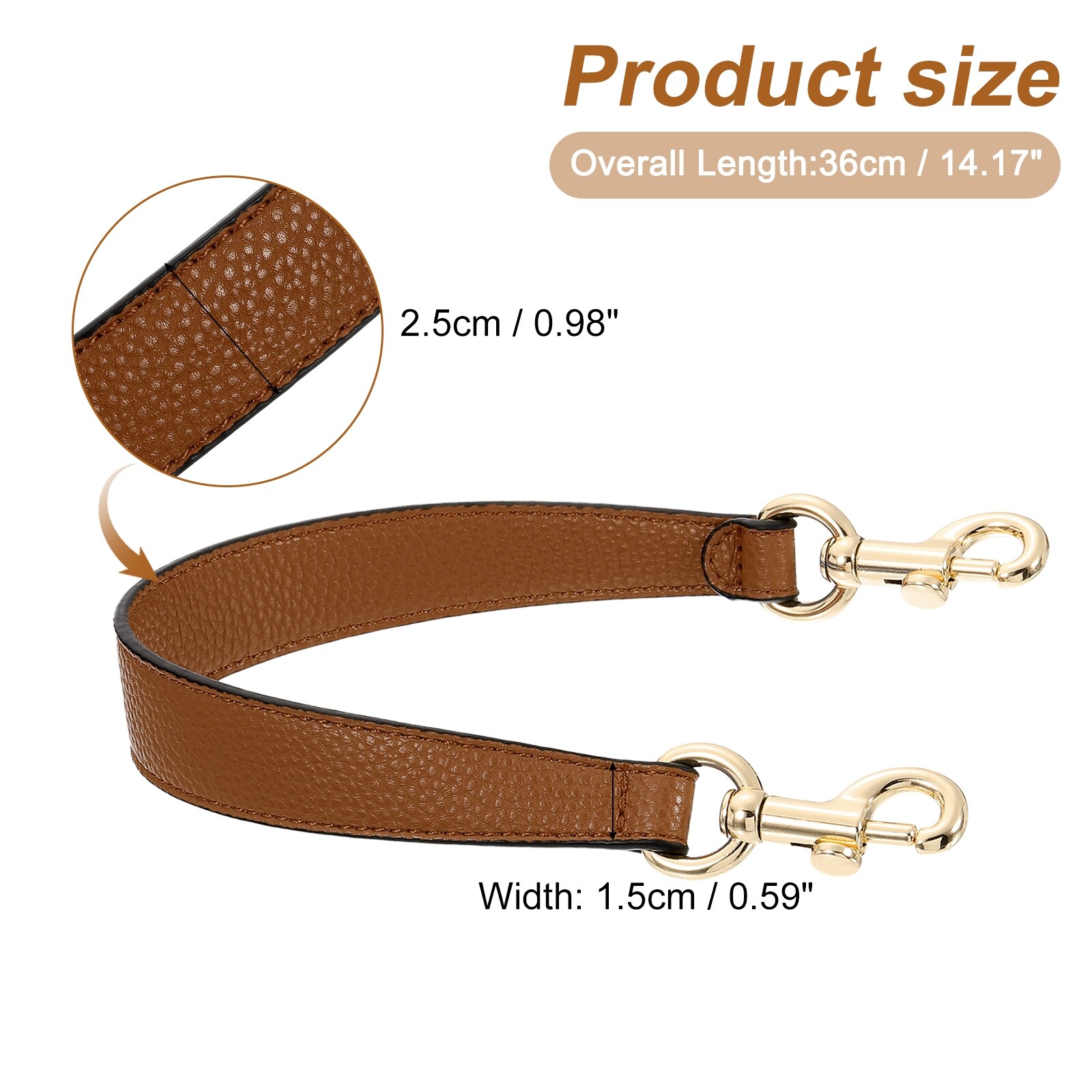 PU Leather Short Bag Strap with Clasp, Purse Handles Handbags Replacement Straps for Clutch Bag