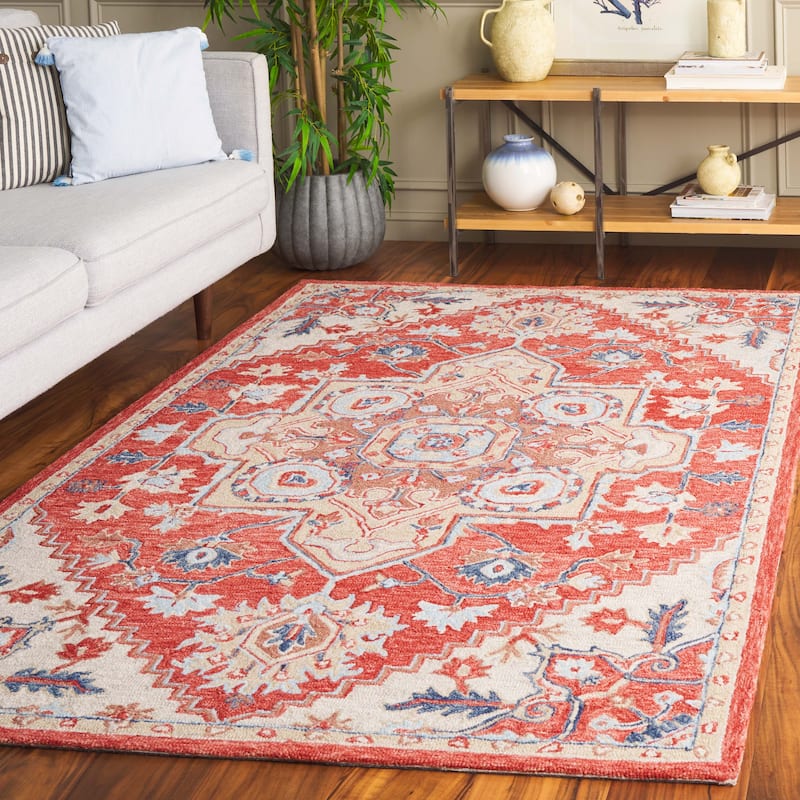 SAFAVIEH Handmade Metro Olafia French Country Wool Rug - 6' x 9' - Red/Beige