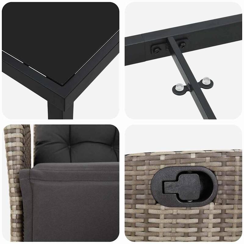 vidaXL Garden Dining Set with Cushion Poly Rattan