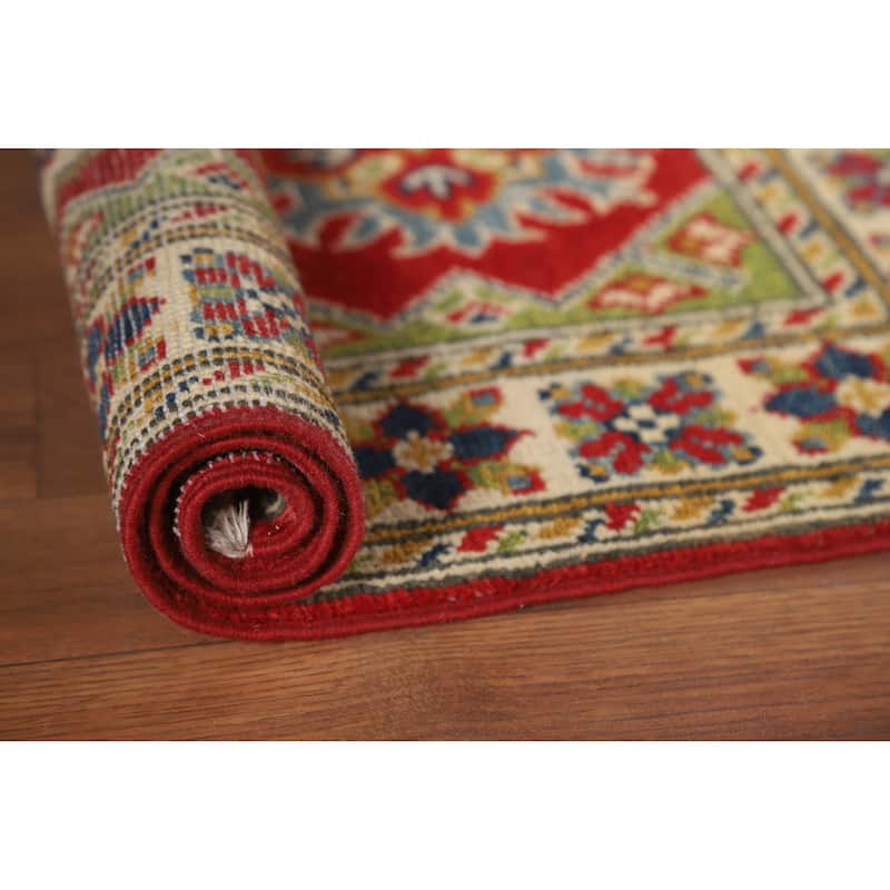 Geometric Kazak Oriental Accent Rug Hand-Knotted Wool Carpet - 2'0" x 3'0"