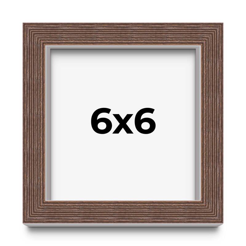 6x6 Shadow Box Frame Brown | 1.125 inches Deep Real Wood Rustic