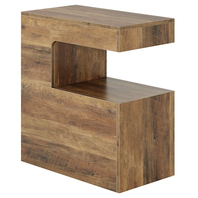 2-Tier C-Shaped End Table Couch Side Table for Sofa, Living Room
