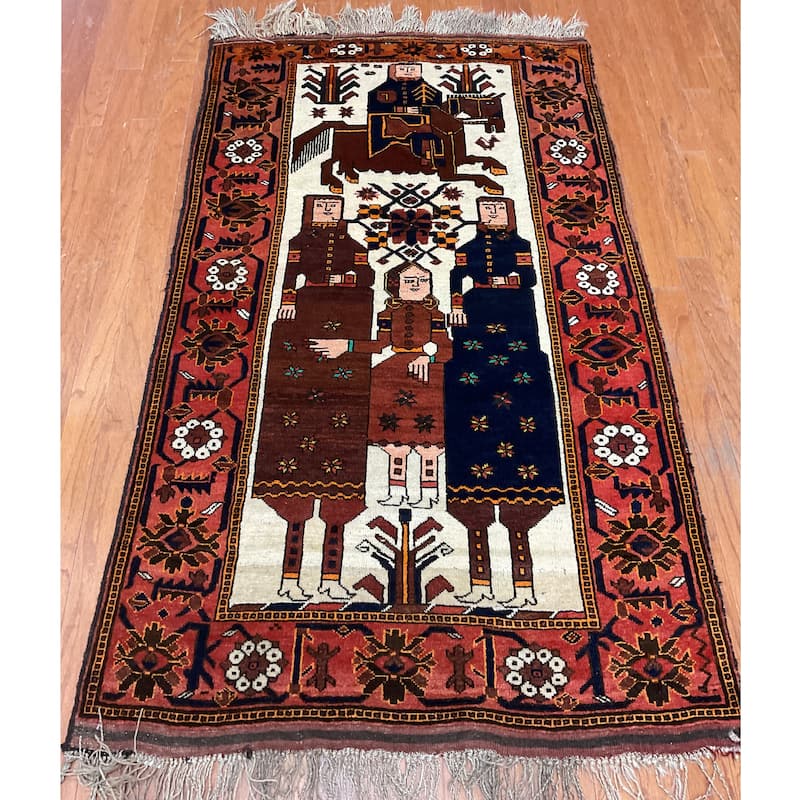 HERAT ORIENTAL Handmade Balouchi Wool Rug - 3'8" x 6'2"