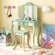 preview thumbnail 12 of 17, Kids Vanity Set with Tri-folding Mirror - 23.5" x 13" x 38.5"
